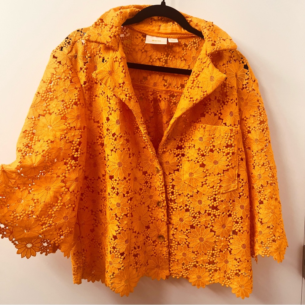 Orange Maeve by Anthro Lace Blazer in Medium